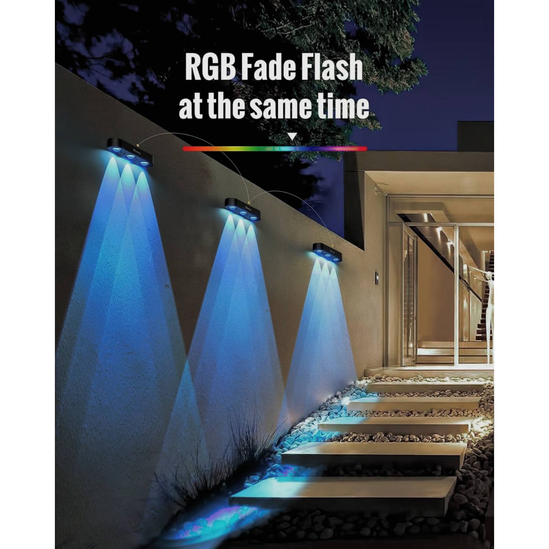 Solar Fence RGB Lights With 9 Light Colors - FabStyl