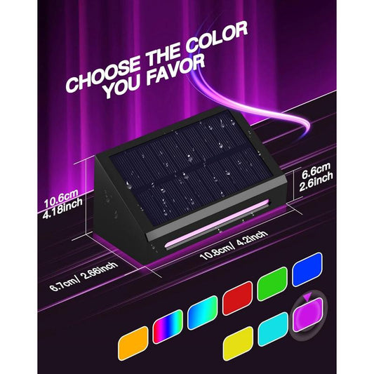 Solar Fence RGB Lights With 9 Light Colors - FabStyl