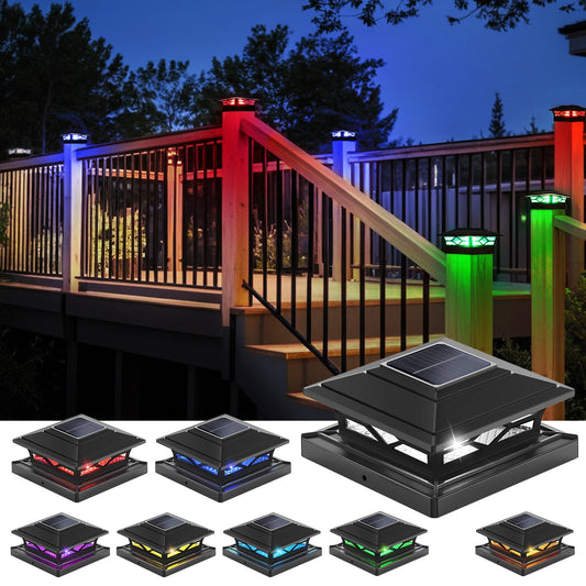 Solar Post Cap Light With 8 Light Colors - FabStyl
