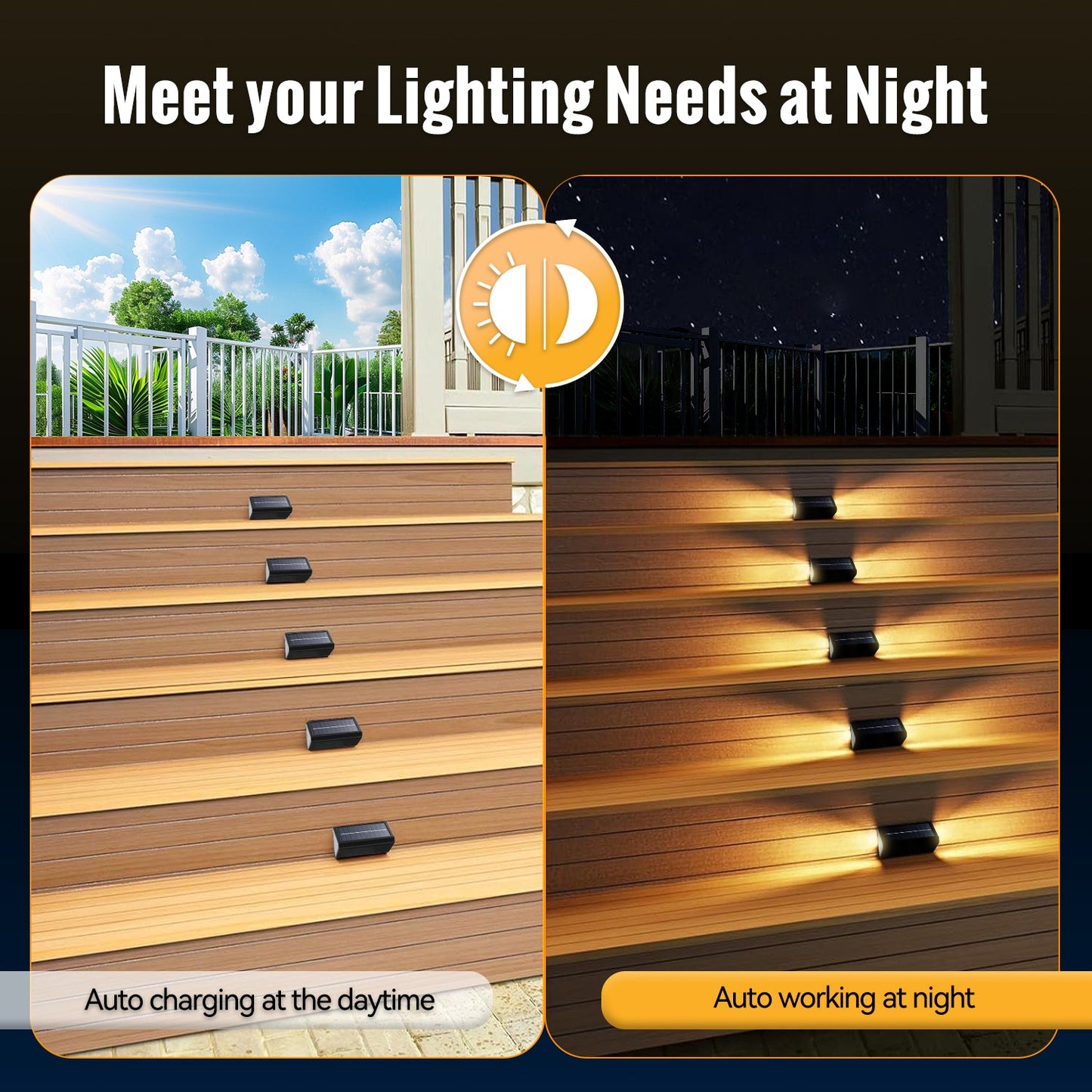 Solar Step Stair Lights With 2 Light Colors - FabStyl