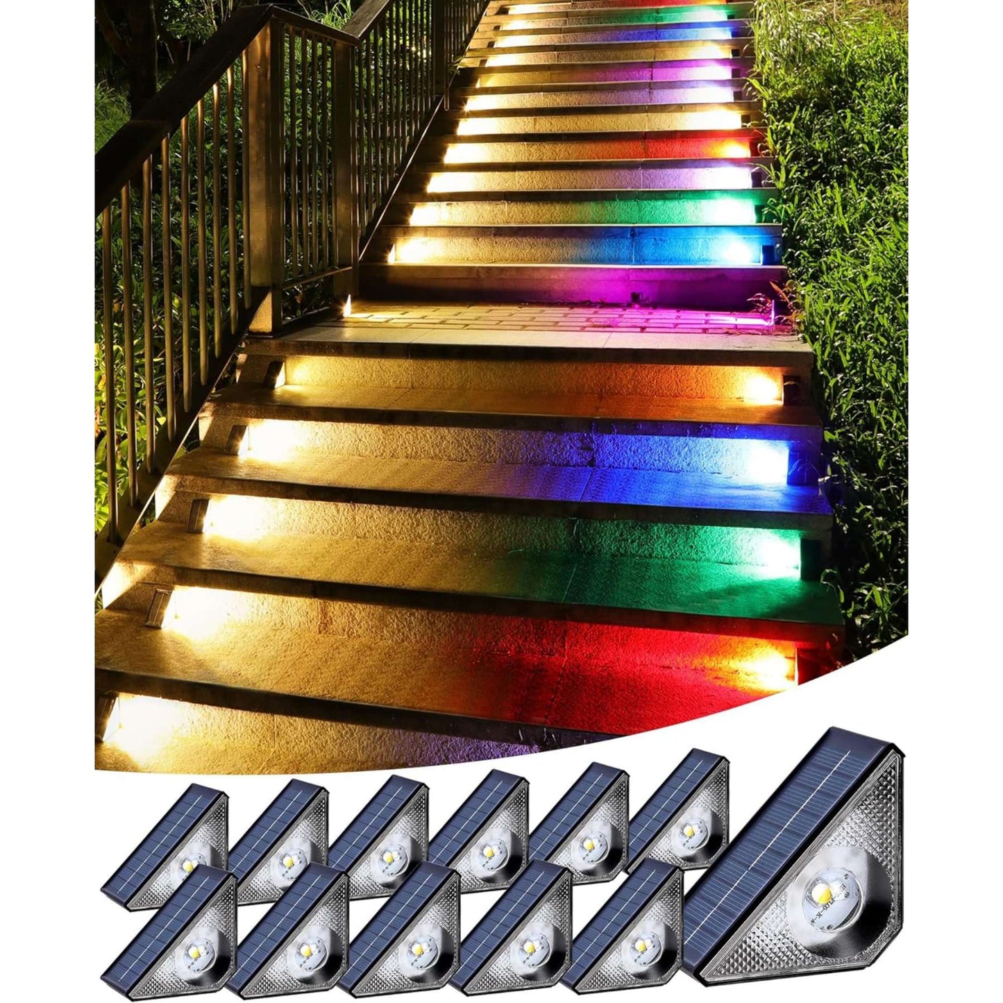Solar Step Stair Lights With 8 Light Colors - FabStyl