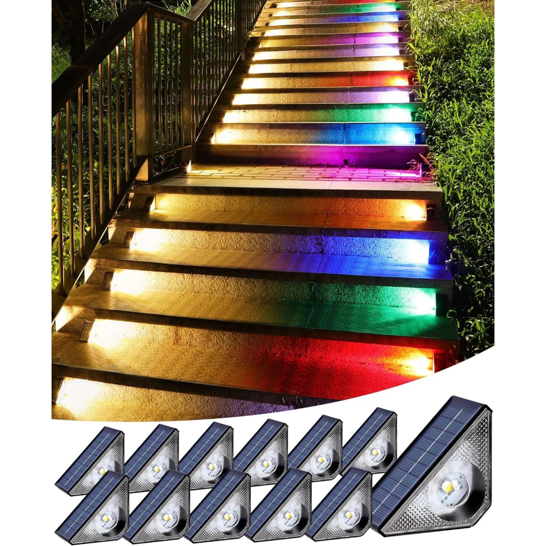 Solar Step Stair Lights With 8 Light Colors - FabStyl