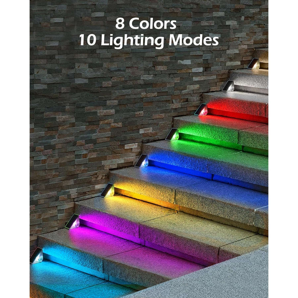 Solar Step Stair Lights With 8 Light Colors – FabStyl