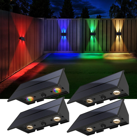 Solar Up & Down Fence Light With 4 Light Colors - FabStyl