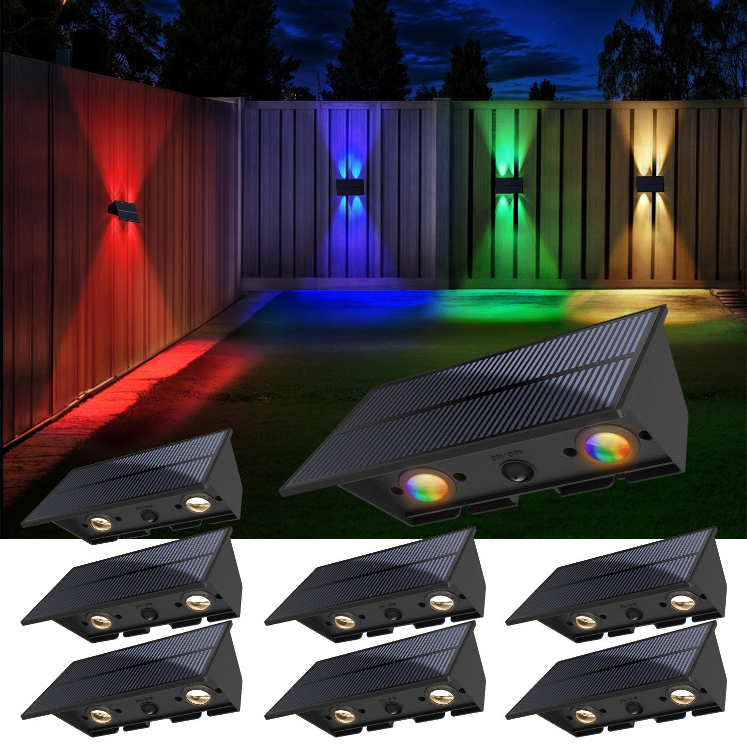 Solar Up & Down Fence Light With 4 Light Colors - FabStyl
