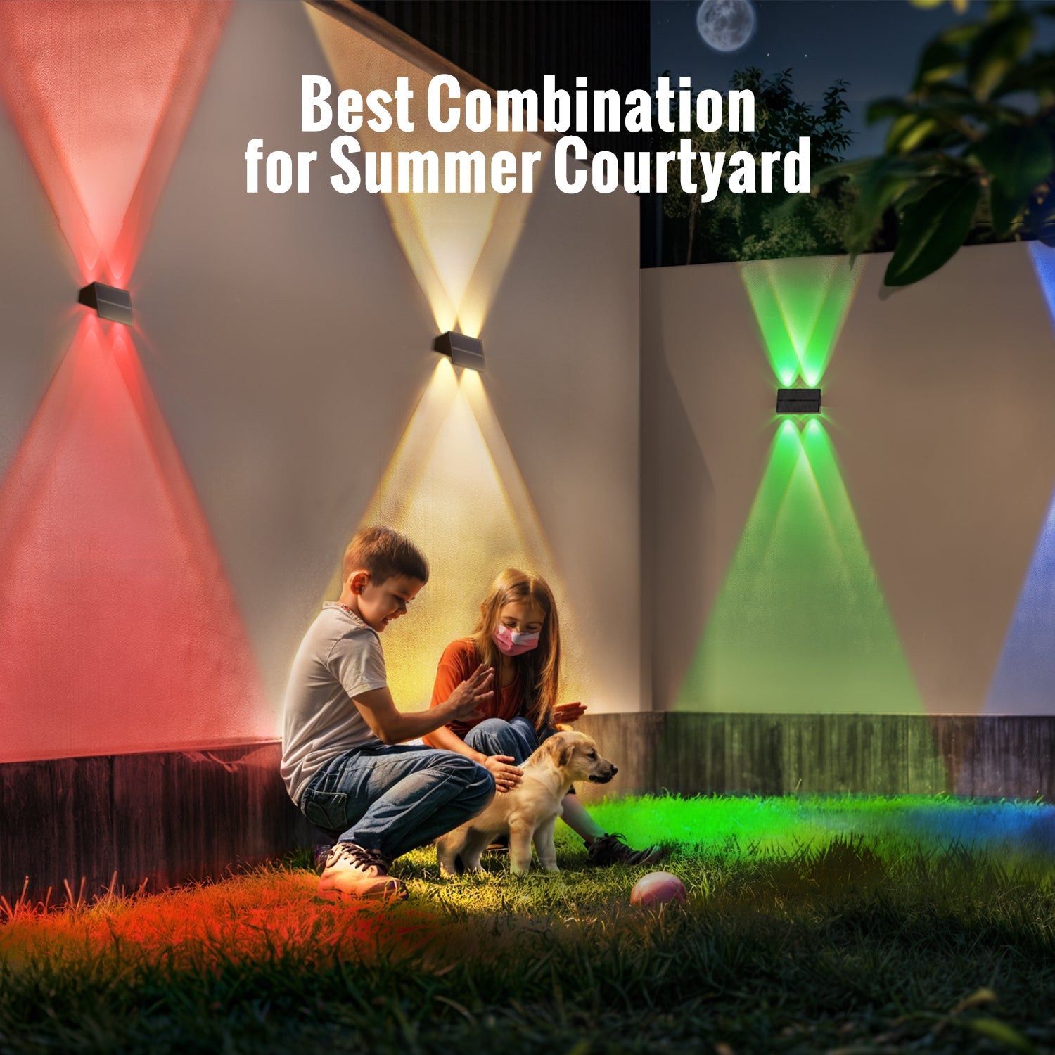 Solar Up & Down Fence Light With 4 Light Colors - FabStyl
