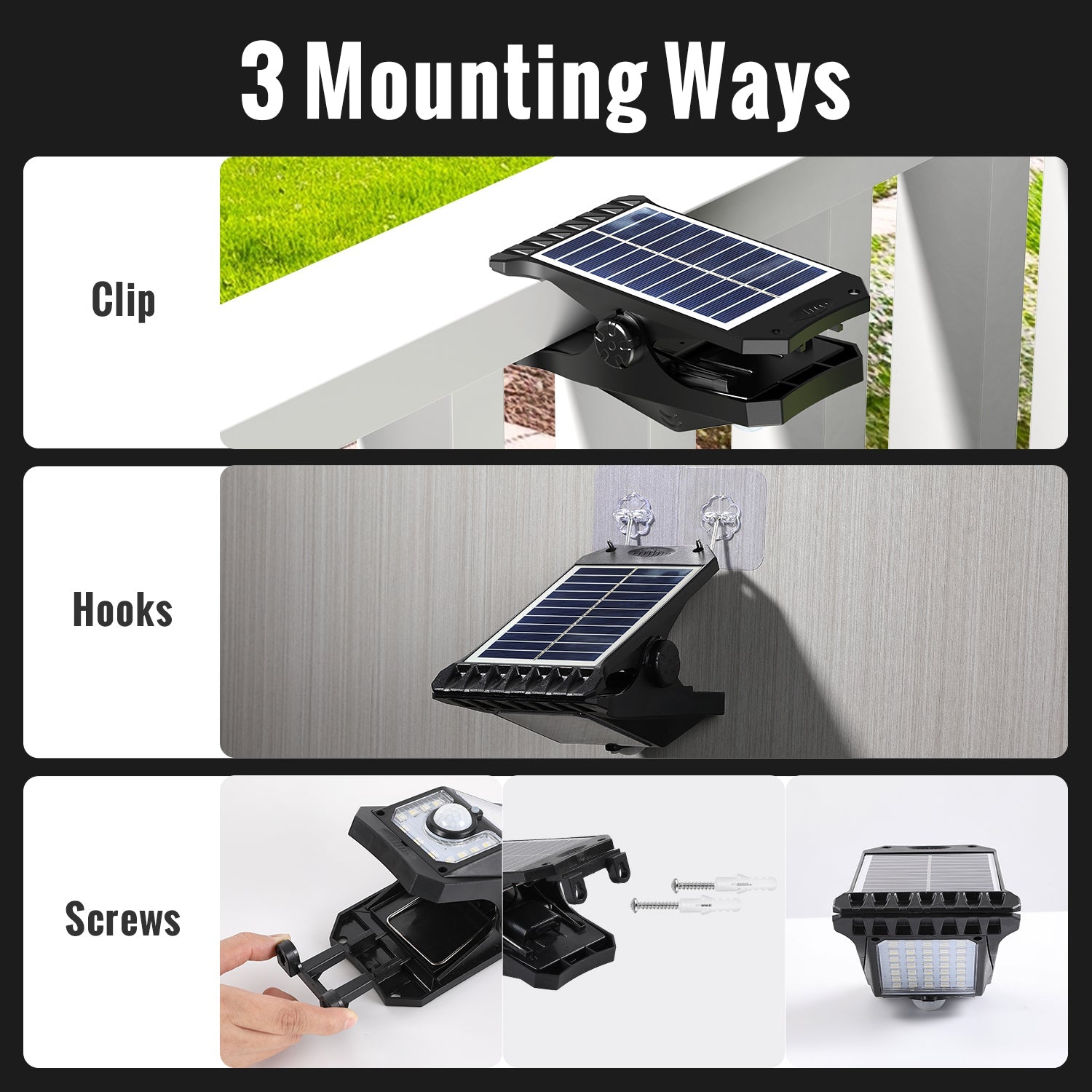 Solar & USB Charging Clip Light With 4 Light Colors - FabStyl